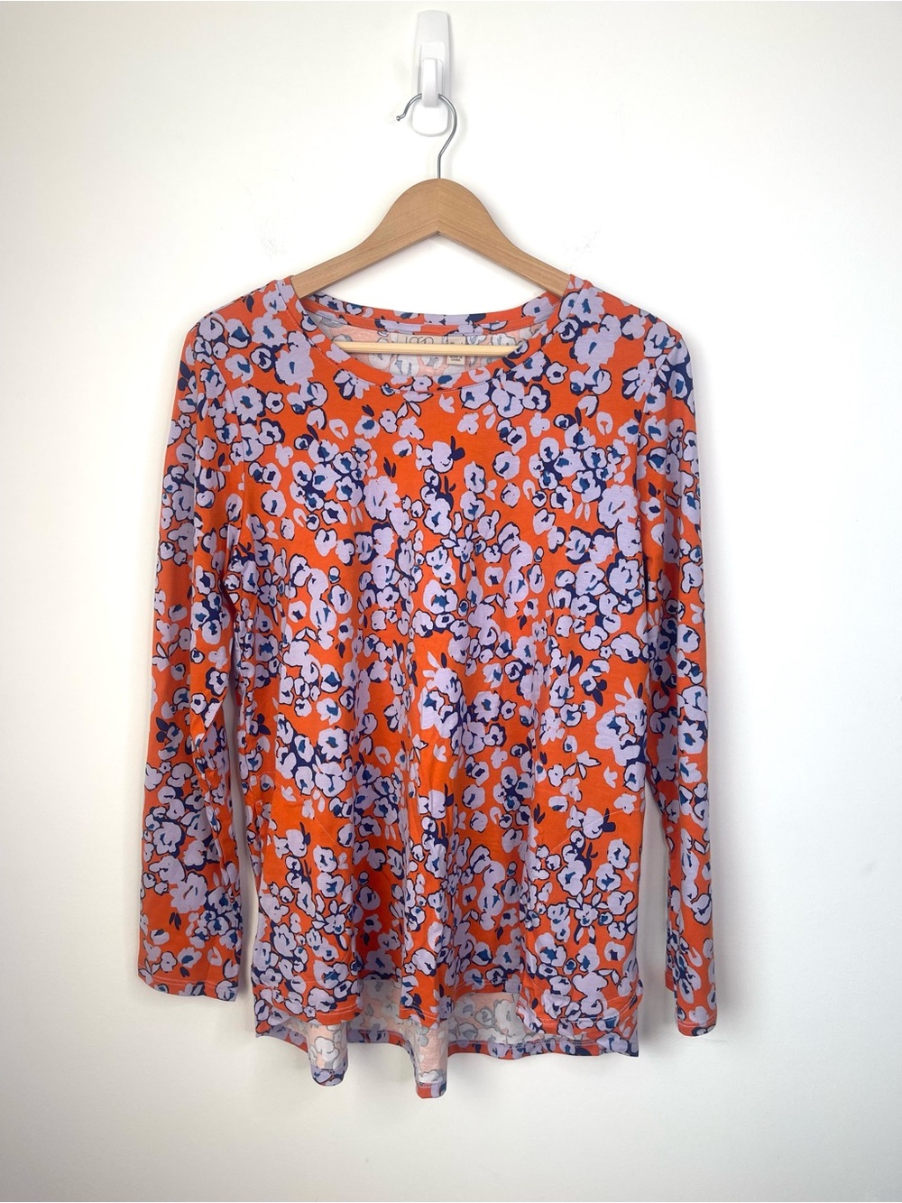 LOGO by Lori Goldstein Orange Floral Long-Sleeve Tee size Large